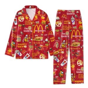 Mc Donald Fast Food - Long Sleeve Pyjama -  Night Clothes Pajamas - Sleepwear Gifts For Women Family